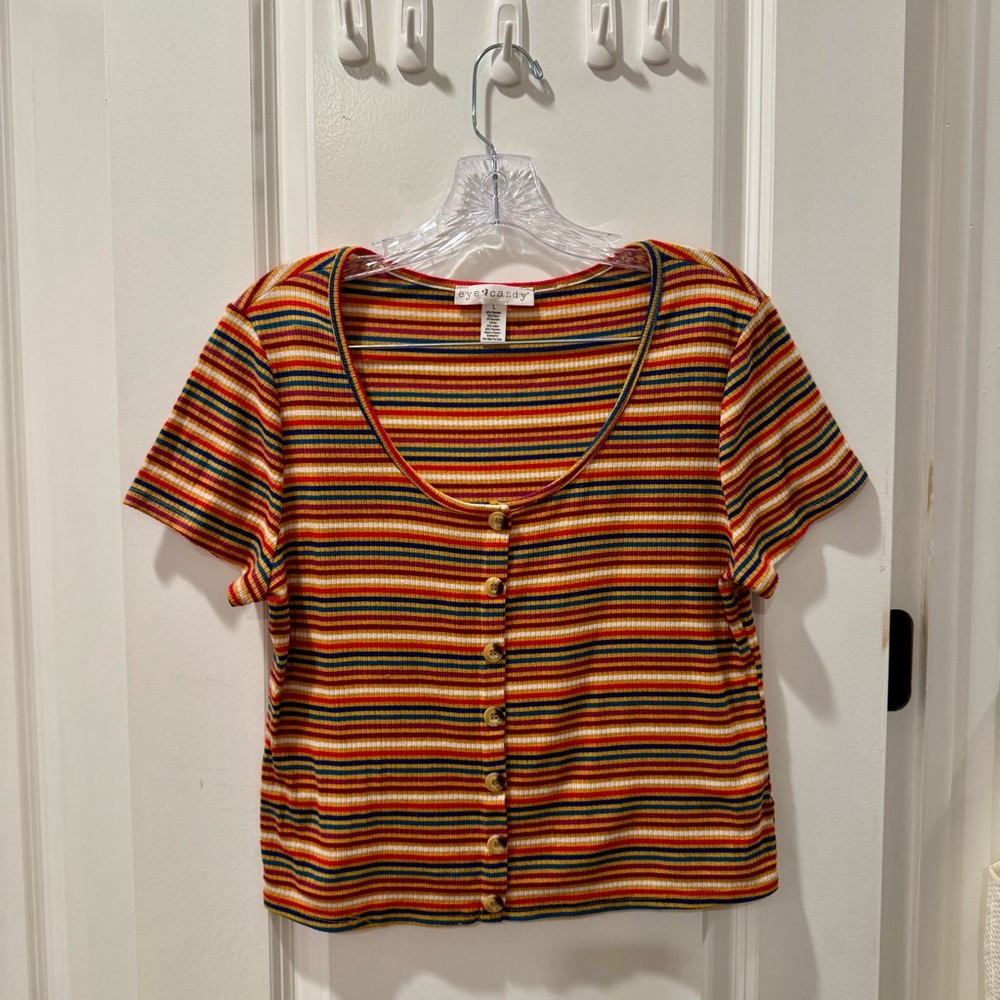 Eye Candy Crop Button Down Shirt